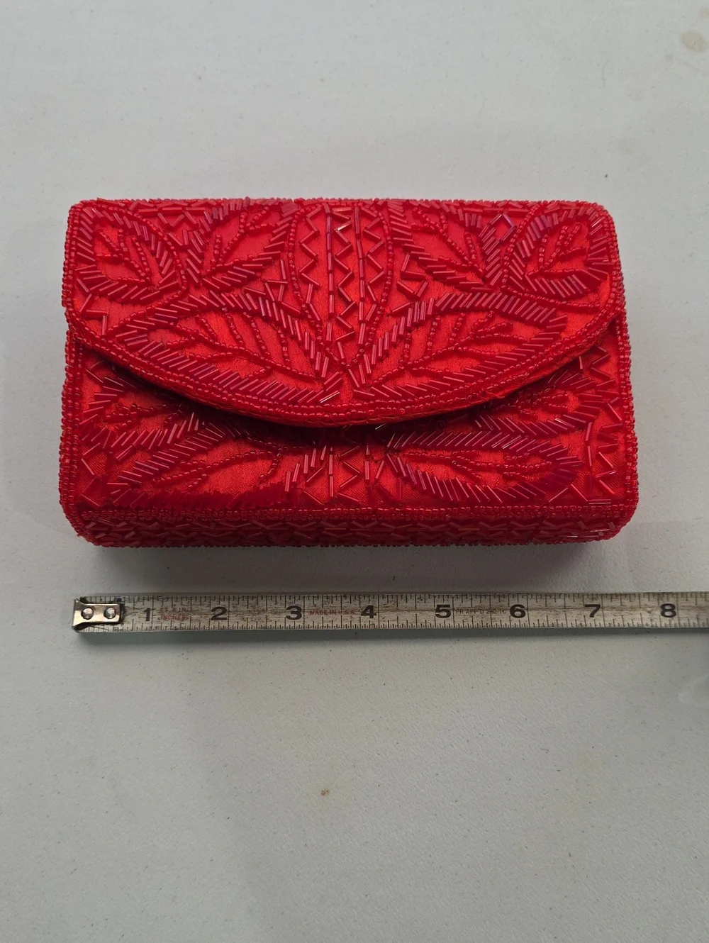 Bijoux Terner Red Beaded Evening Shoulder Bag